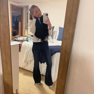 Black fringe infinity scarf